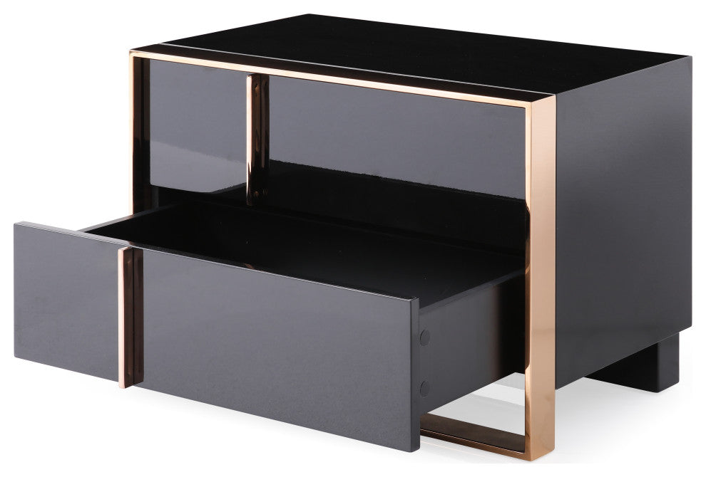 Nova Domus Cartier Black and Rosegold Bedroom Set, Eastern King