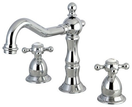 Kingston Brass Widespread Bathroom Faucet With Brass Pop-Up, Polished Chrome