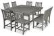 POLYWOOD Traditional Garden 9-Piece Nautical Trestle Dining Set, Slate Gray