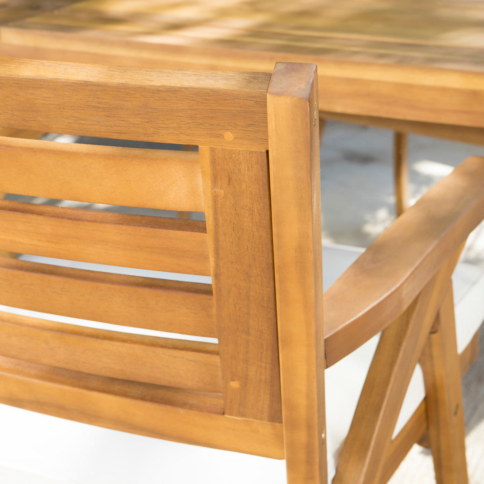 DeSoto 7-Piece Teak Finish Acacia Wood Patio Dining Set