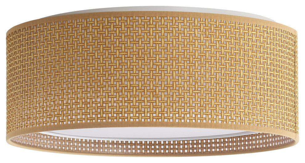 3-Light Double Shade Drum Flush Mount, Sepia Tan