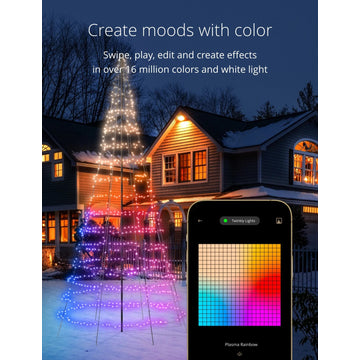 Twinkly Light Tree  App-controlled Flag-pole Christmas Tree with 1000 RGB+W (16