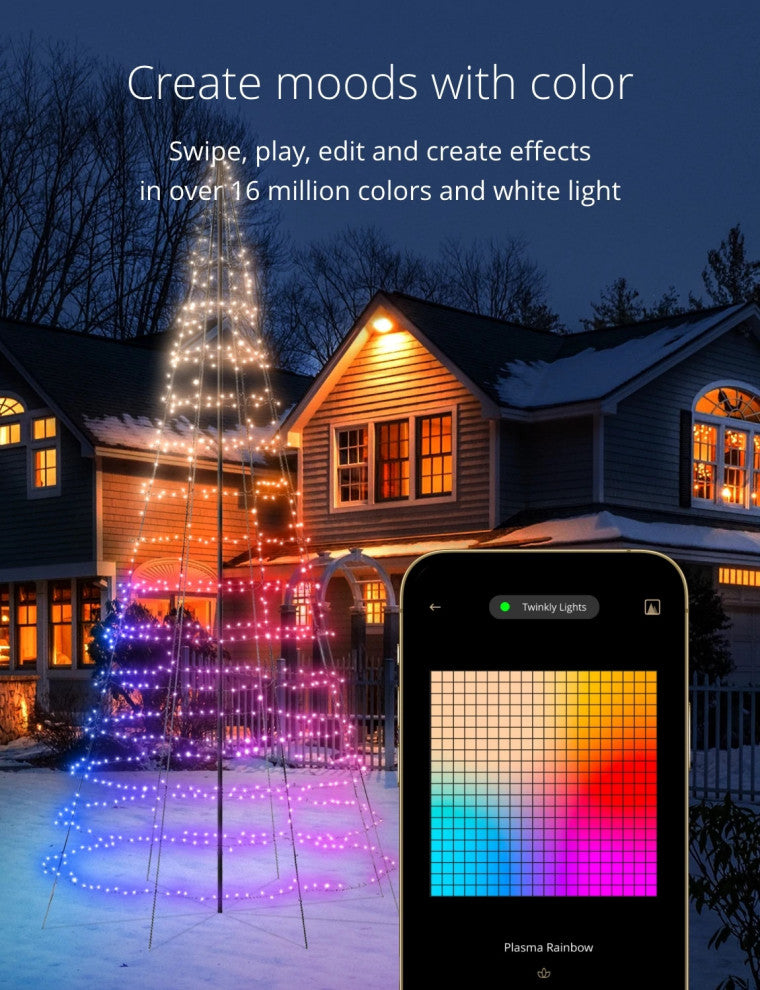 Twinkly Light Tree  App-controlled Flag-pole Christmas Tree with 1000 RGB+W (16