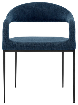 Diaz Morgan Matte Black Iron and Blue Fabric Glass Dining Table 5-Piece Set