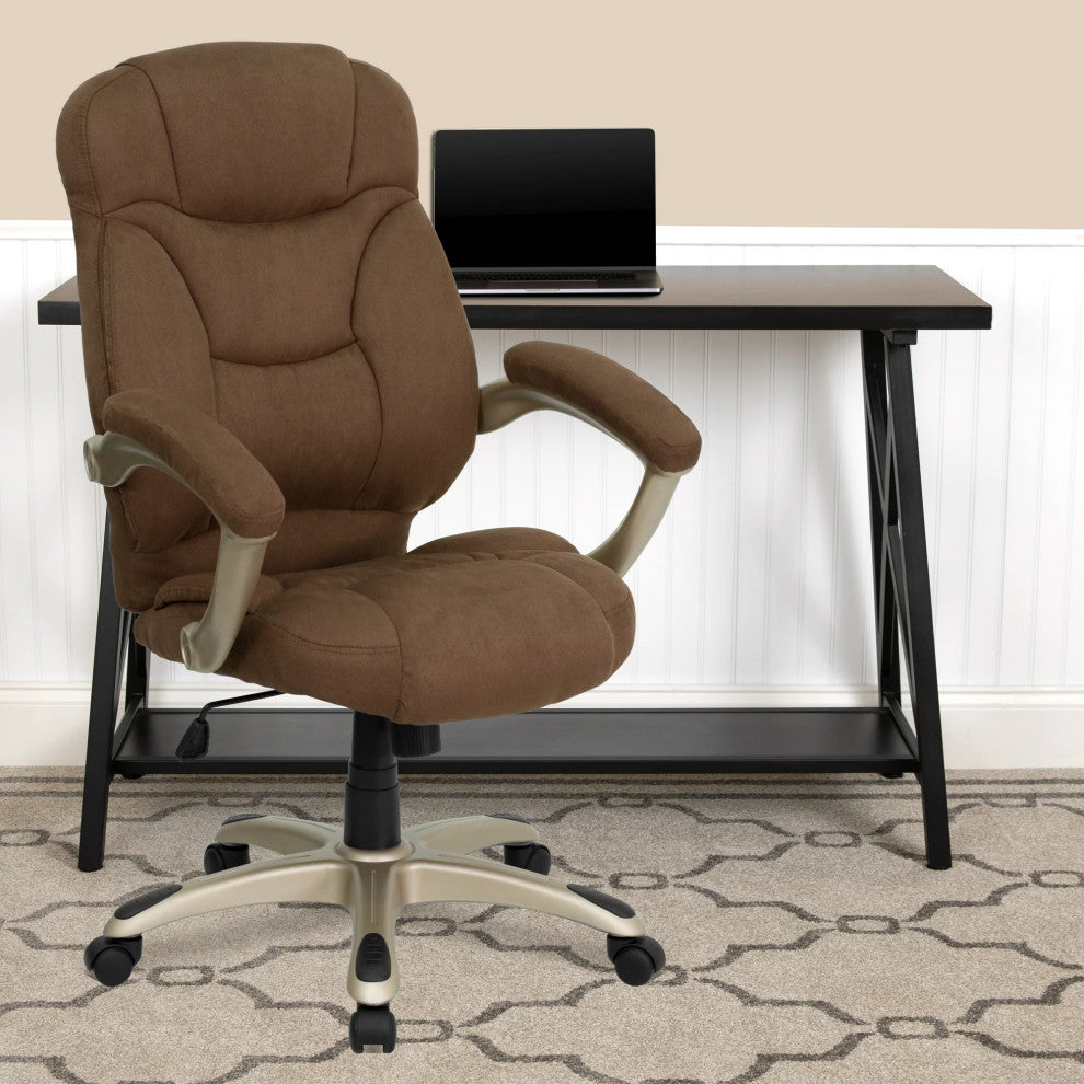 Office Chair, Swivel Design With Comfortable High Backrest , Brown Microfiber