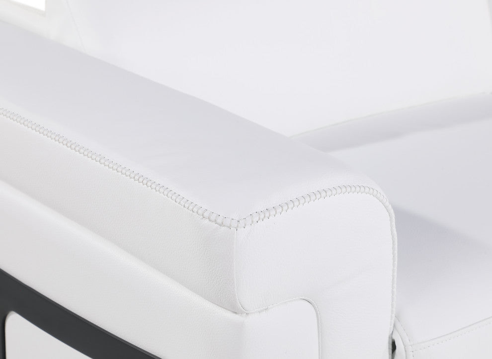 Augusto Top Grain Power Reclining Italian Leather Sofa, White