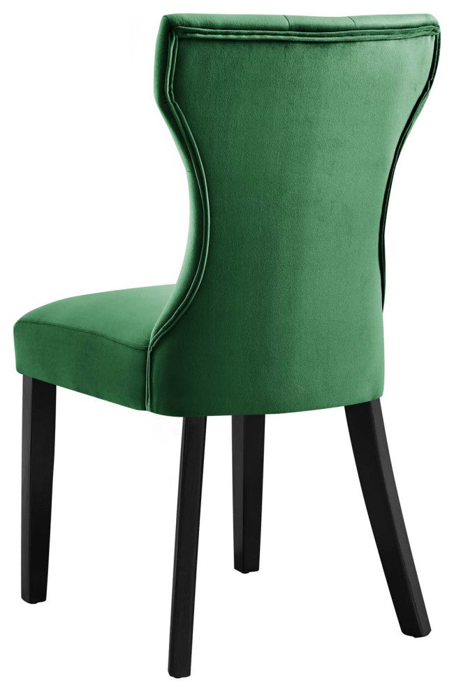 Side Dining Chair, Set of 2, Green, Velvet, Modern, Cafe Bistro Hospitality
