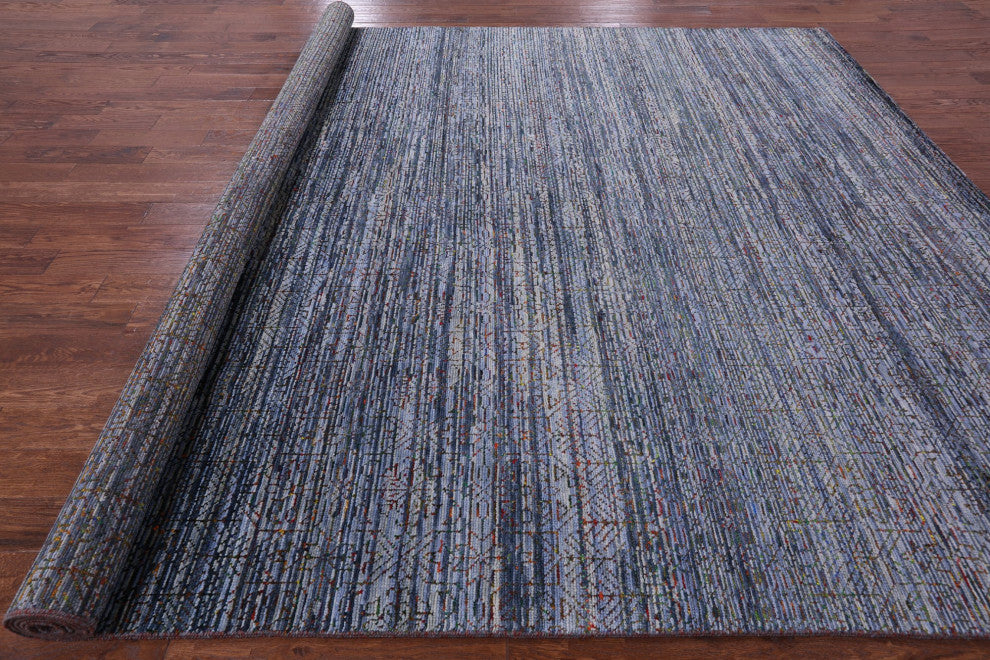 9' 11" X 13' 6" Hand Knotted Persian Gabbeh Wool and Silk Rug Q8600