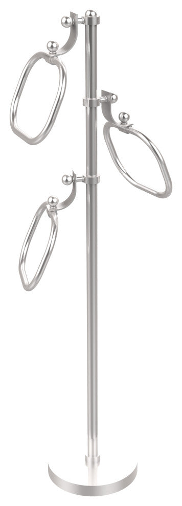 Towel Stand with 9" Oval Towel Rings, Satin Chrome