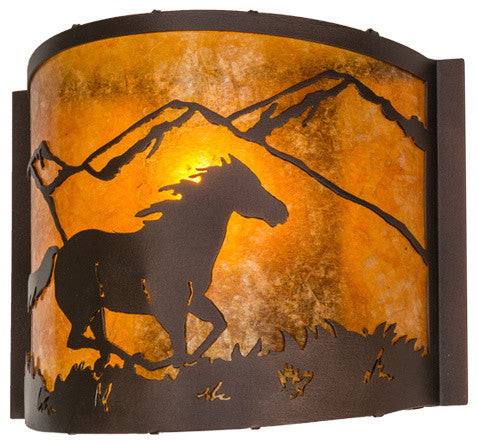 12 Wide Running Horses Wall Sconce