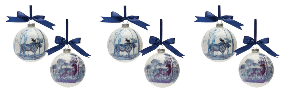 Woodland Deer and Moose Ball Ornament, 6-Piece Set