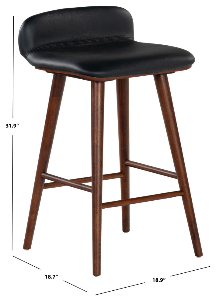 Safavieh Couture Tazmyn Counter Stool, Black/Walnut