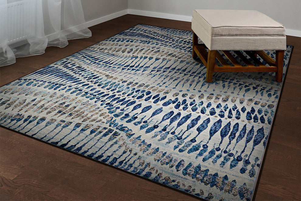 Couristan Easton Charles Area Rug, Bone-Blue-Multi, 9'2"x12'5"