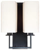 Baldwin, Two Light Wall Sconce, Polished Nickel Finish, White Faux Silk Shade