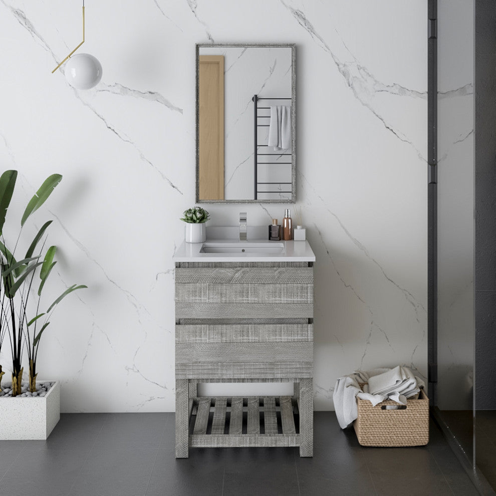 Fresca Formosa Floor Standing Open Bottom Modern Bathroom Cabinet, Sage Gray, 23", Cabinet Only