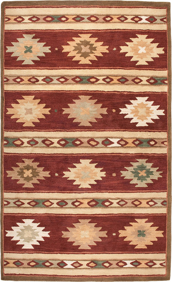 Southwest SU2012 Burgundy Southwest/Tribal Area Rug, Rectangular 3'x5'