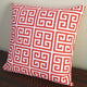 Outdoor 18" Greek Key Blue Or Orange Throw Pillow, Set Of 2, Orange, Throw Pillo