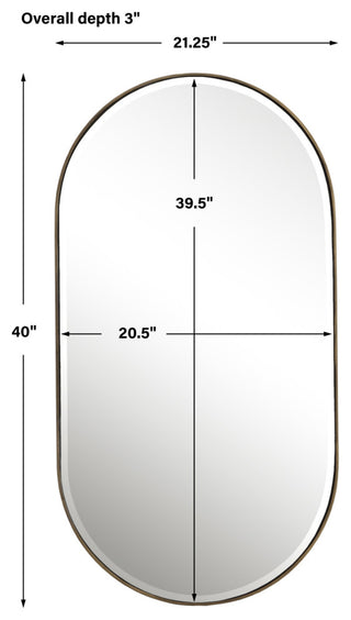 Uttermost 09914 Lago 21-1/4" W x 40" H Oval Framed Bathroom - Antique Golden