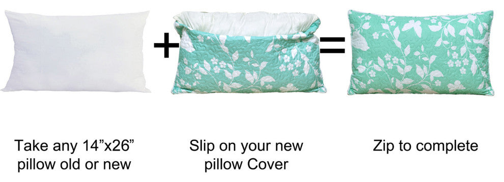 Birdsong 2 Piece Lumbar Pillow Shell Sets, Blue, (2) 14" X 26"