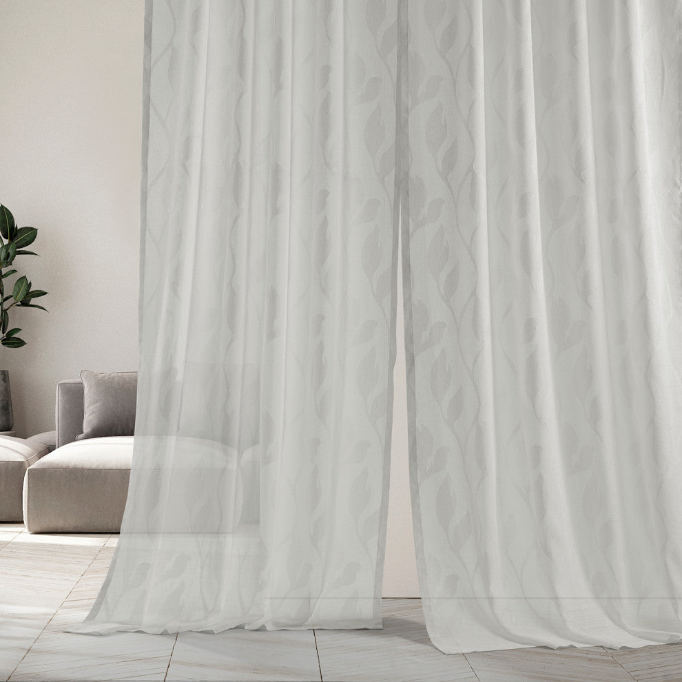 Avignon Vine Patterned Linen Sheer Curtain, 50"x108"