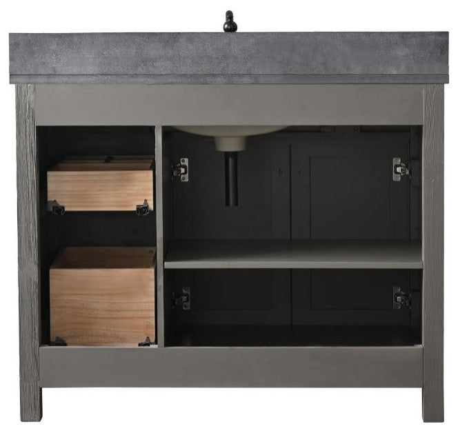 Jasper 42" Bathroom Vanity, Textured Gray, Blue Limestone