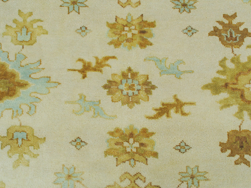 8x9'10 Hand Knotted Ivory Oushak Oriental Rug Vegetable Dyes