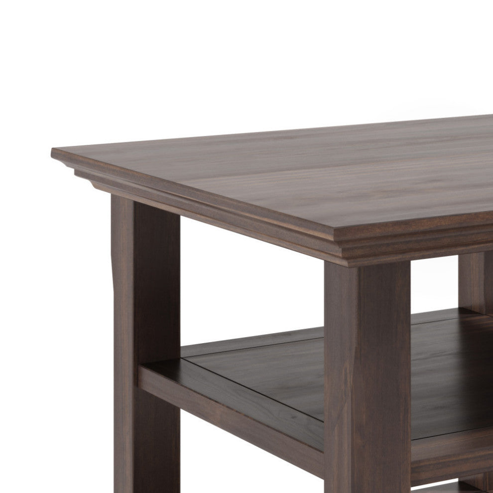 Acadian Solid Wood 19" Square Rustic End Table, Warm Walnut Brown