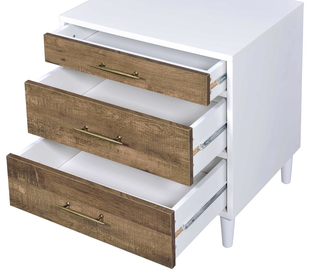 ACME Lurel Nightstand, White and Weathered Oak