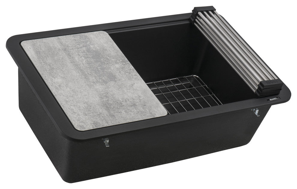 Ruvati RVG2310BK 30" Granite Composite Workstation Dual Mount Kitchen Sink