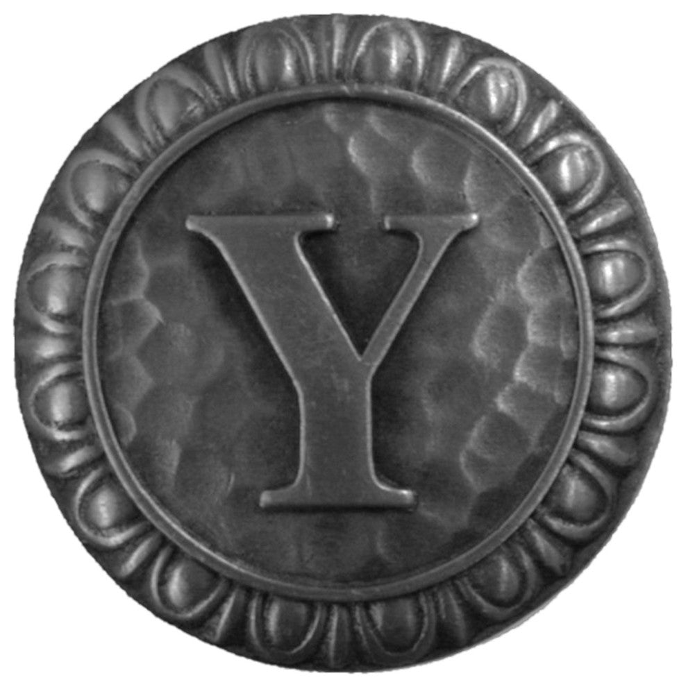 Initial A Knob Antique Brass, Antique Pewter, Y
