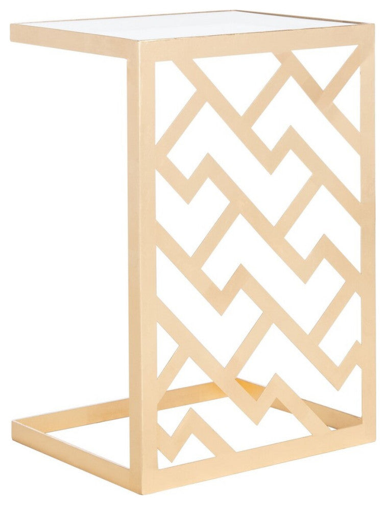Safavieh Couture Ozzie Gold Leaf C-Table, Gold