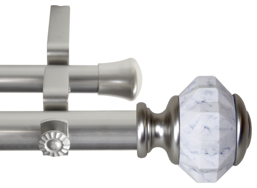 Jade 1" Diameter Double Curtain Rod, Satin Nickel, 120-170"