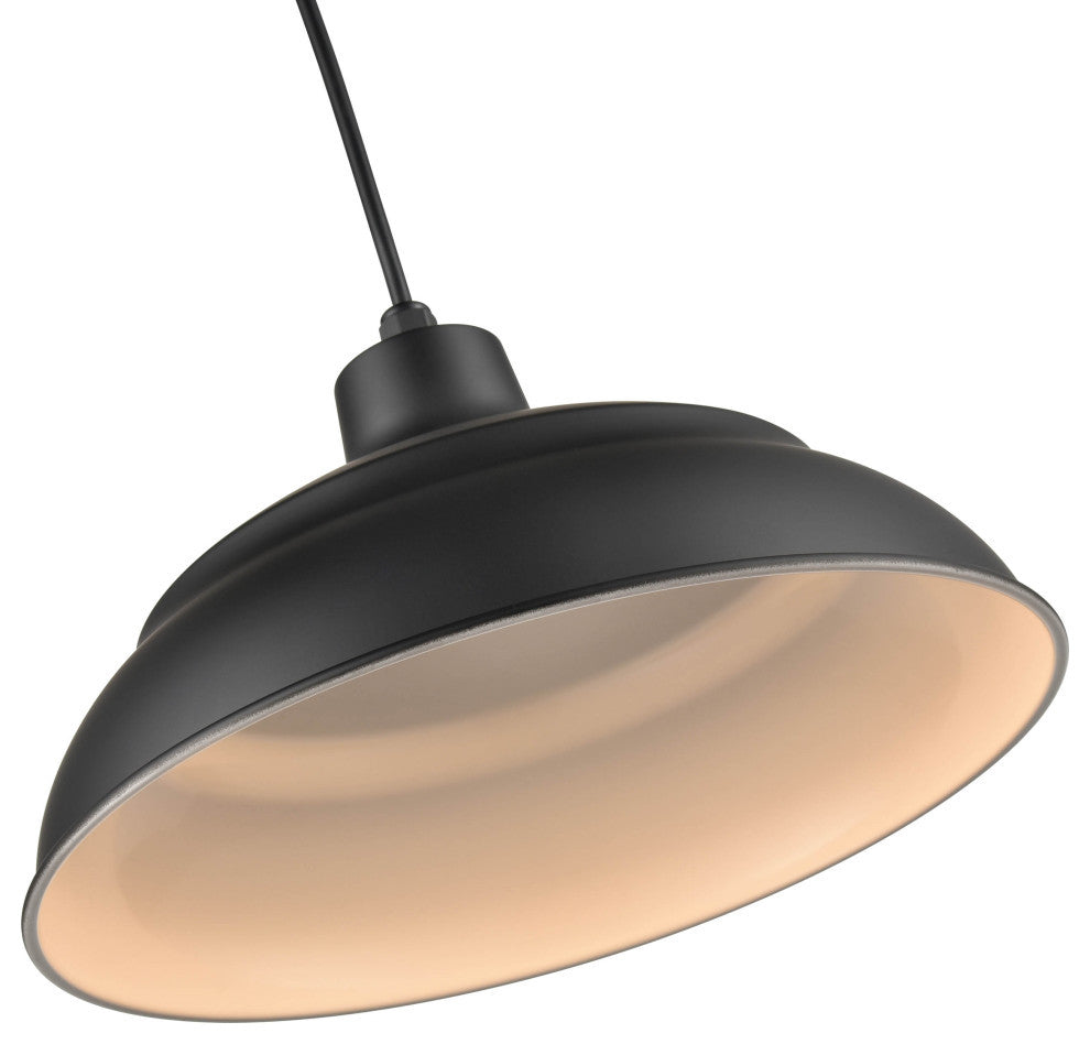 R Series Collection 1 Light 14 in. Satin Black RLM Warehouse/Cord Hung