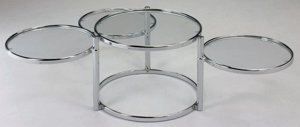 Motion Coffee Table With Clear Tempered Glass, Chrome Frame