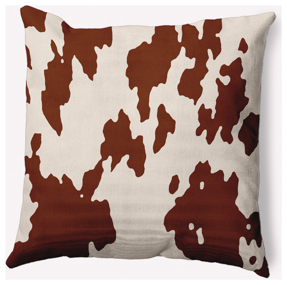 18" x 18" Moo Print Indoor/Outdoor Polyester Throw Pillow, Oak
