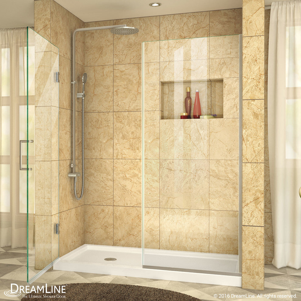 DreamLine Unidoor Plus 56" to 56.5"x72" Hinged Shower Door, Brushed Nickel