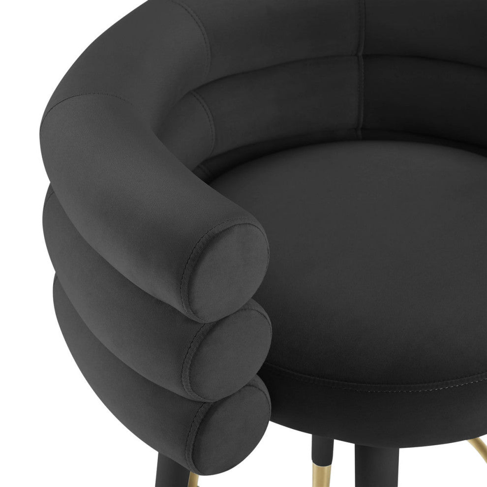 Betty Black Velvet Barstool - Black
