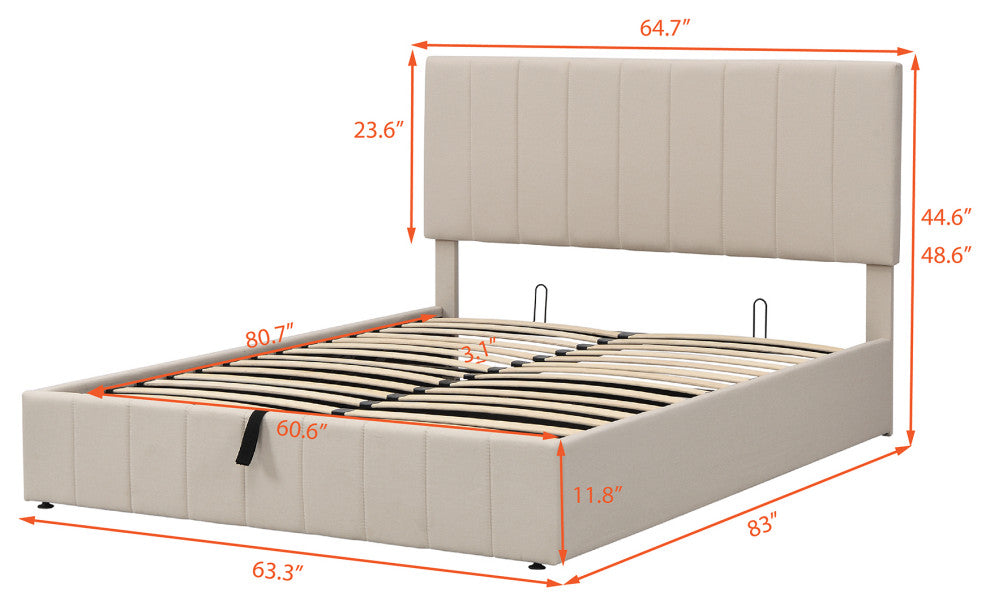 Gewnee Queen size Upholstered Platform bed in Beige