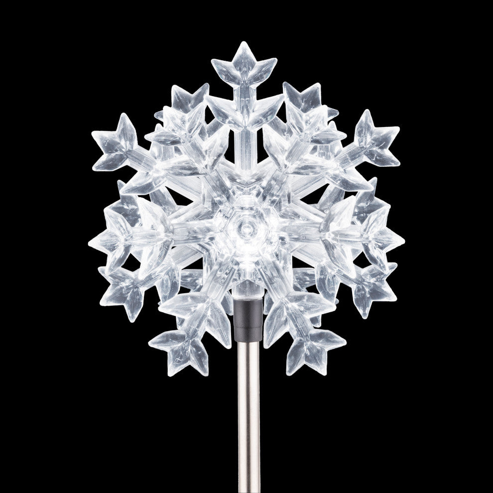 33"H Outdoor Solar 3D Snowflake Garden Lawn Stakes with LED Lights (Set of 2)