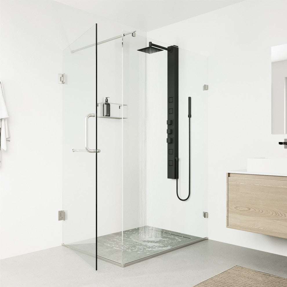 Sutton 58" H x 4" W 4-Jet Shower Panel with Square Shower Head, Matte Black