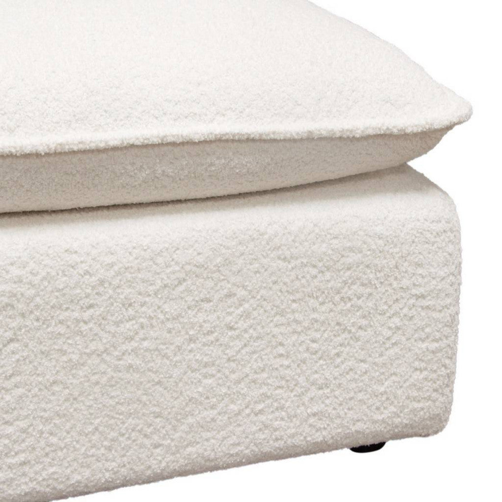 Ivy Square Ottoman in White Faux Shearling by Diamond Sofa