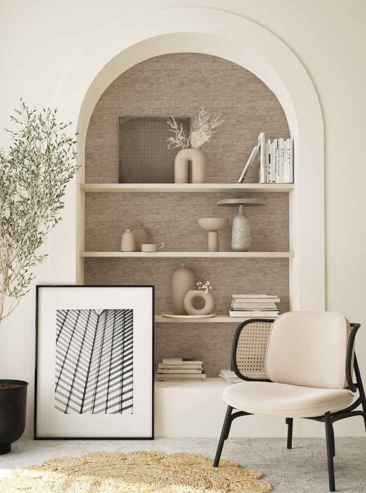 Canvas Look Peel and Stick Vinyl Wallpaper, Taupe, 24"x108"