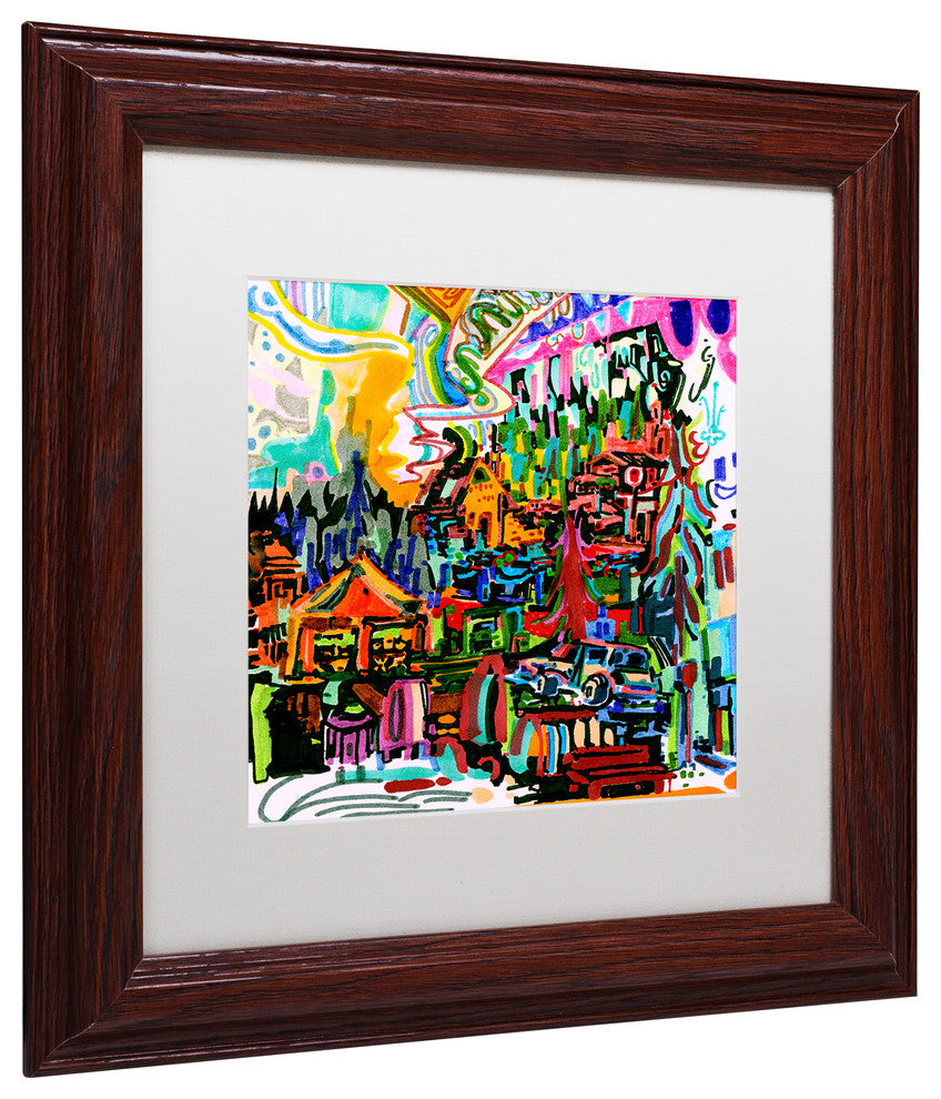 Josh Byer 'A Nice Place To Live' Art, Wood Frame, White Mat, 11x11