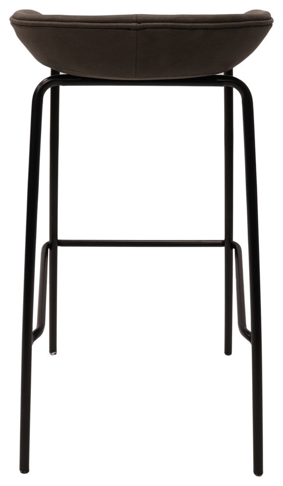 LeisureMod Servos Barstool With Faux Leather Seat and Iron Frame, Elephant Gray