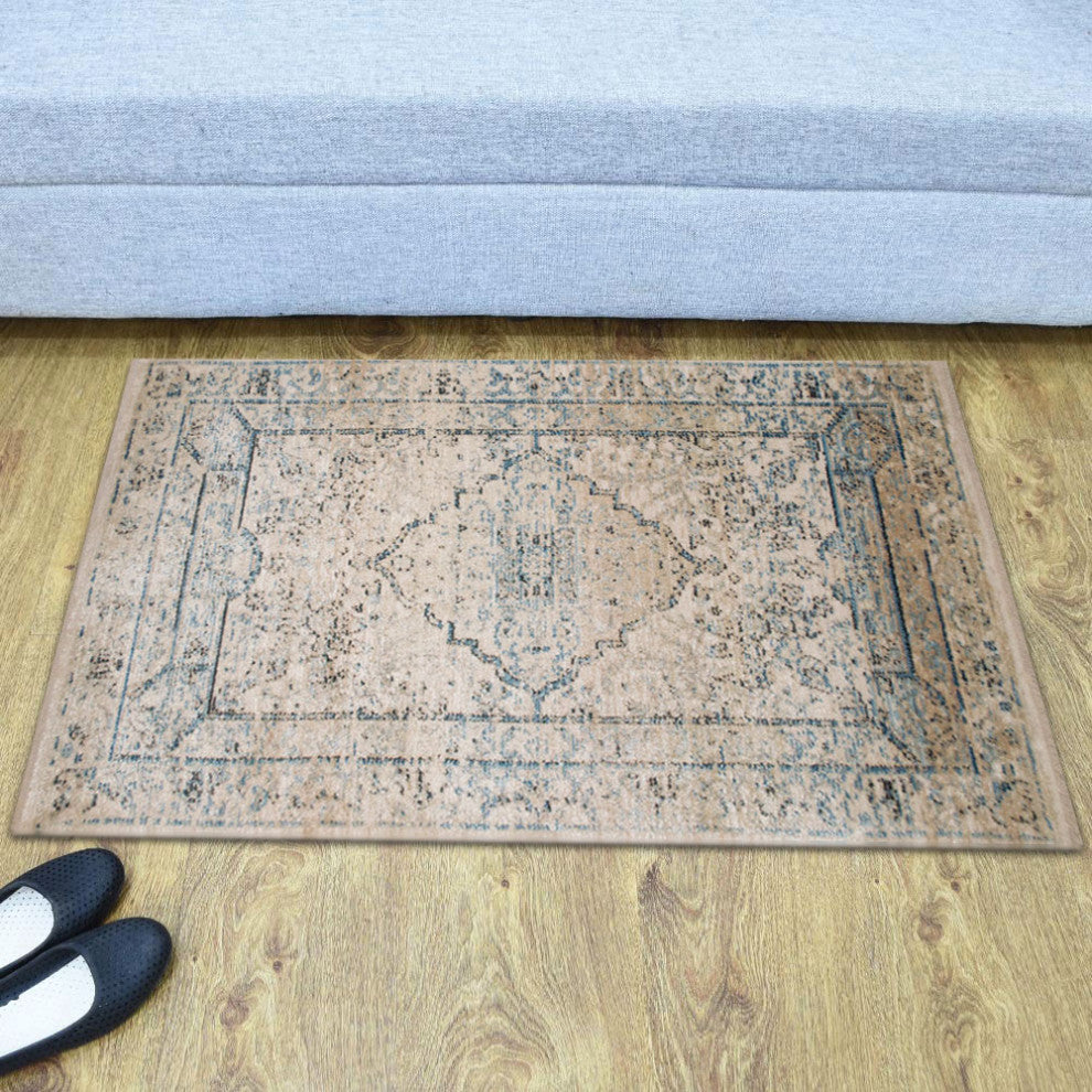 Machine Made Polyester Durable Indoor Outdoor Washable Oriental Pattern Footmat