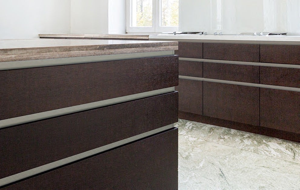 Handle-Free Cabinet Hardware 6K377 L Cap Comp. Rectangle, Left, Dark Bronze