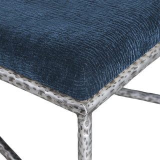 Valley Upholstered Bench, Navy, 25" W x 18" D, Silver, Chenille Fabric