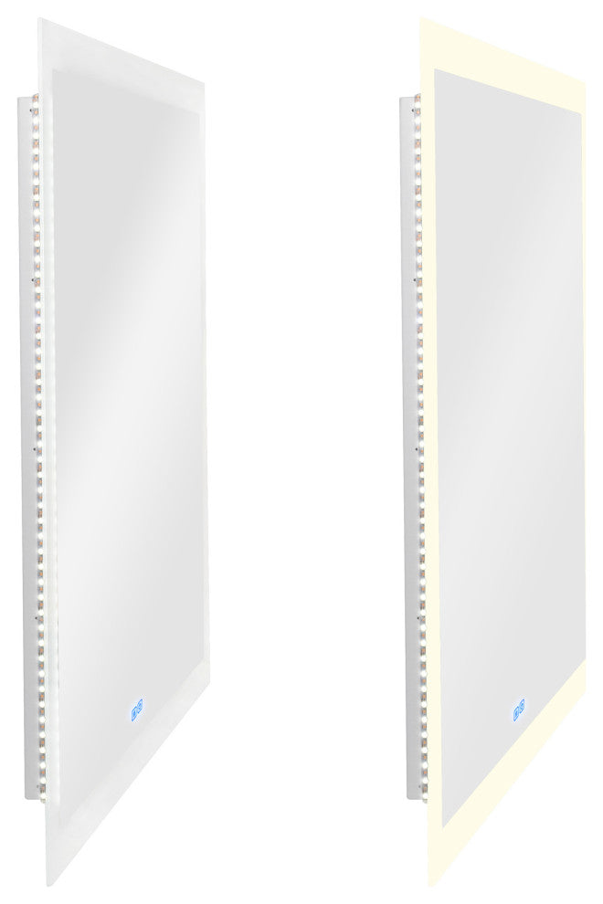 Abigail Rectangle Matte White LED 40 in. Mirror From our Abigail Collection