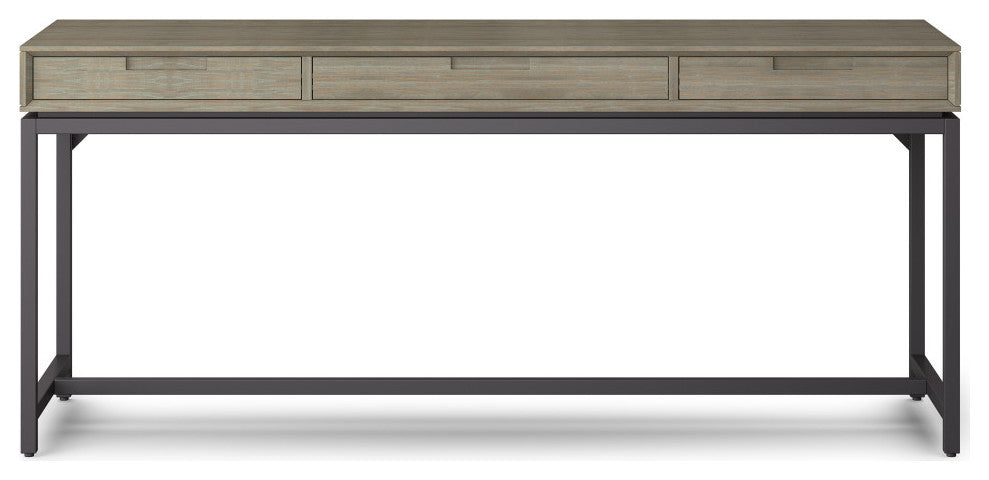 Banting Solid Hardwood Mid Century Wide Desk, Distressed Gray