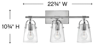 Hinkley Foster Medium Three Light Vanity, Chrome